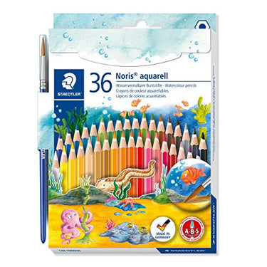 STAEDTLER Noris Club 144 10ND36 Aquarell-Buntstifte, erhöhte Bruchfestigkeit, sechskant, Set mit brillanten Farben, kindgerecht nach EN71, PEFC-Holz im Sale